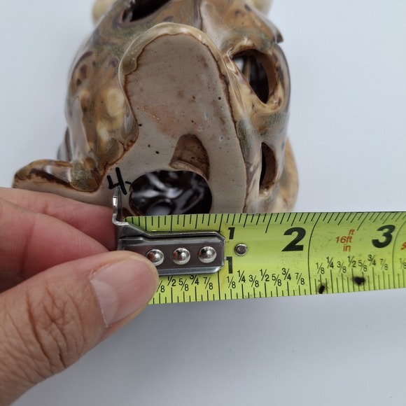 MCM Ceramic Cat Figurine Collectible Artist Handmade 7" Tall Brown Hollow Beging - Picture 10 of 10